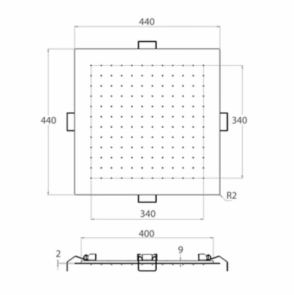 Soffione Doccia Quadrato da Soffitto in Acciaio Made in Italy - Amido