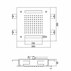 Soffione Doccia Quadrato di Lusso in Inox con Cromoterapia Made in Italy - Bilbo