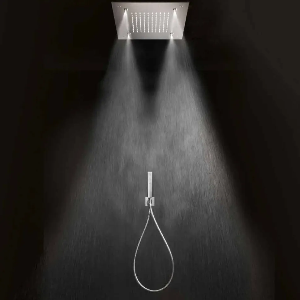 Soffione Doccia Quadrato in Acciaio Inox con Nebulizzatori Made in Italy - Selmo