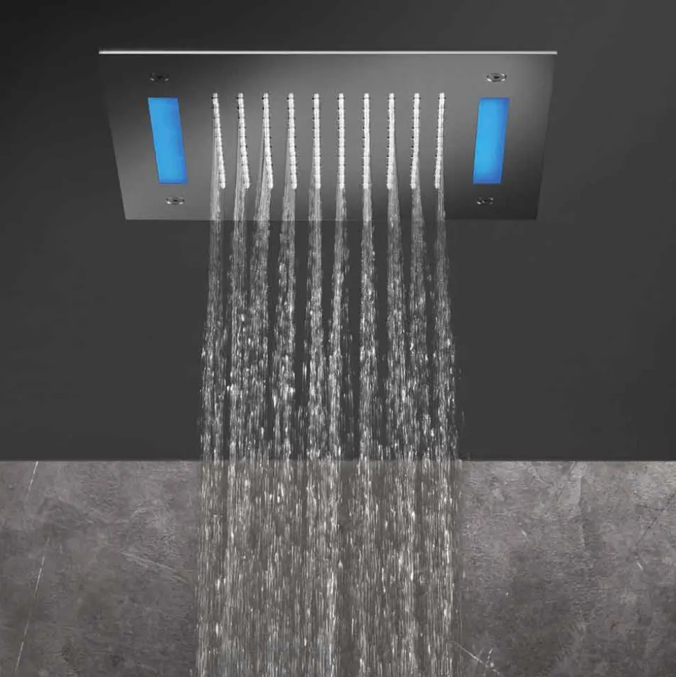 Soffione Monogetto in Acciaio Inox con Cromoterapia a LED Made in Italy - Sauron