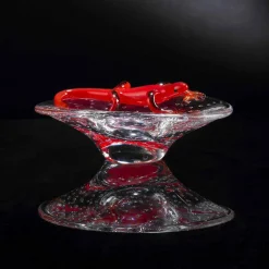 Soprammobile Decorativo in Vetro Trasparente e Rosso Made in Italy - Sossio