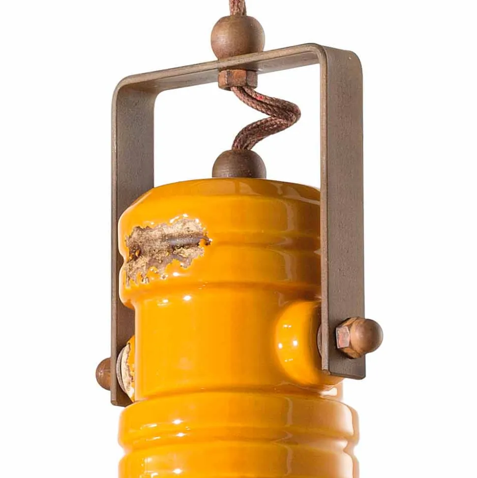 Sospensione a campana industriale in ceramica e metallo Ruth