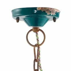 Sospensione a faretto design vintage in ceramica e ferro Allie