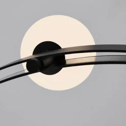 Sospensione di Design Tondo in Alluminio Nero con Sfere e Faretti - Esodo