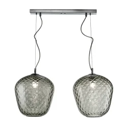 Sospensione Due Lumi con Barra Lineare in Vetro e Metallo Made in Italy - Elisia