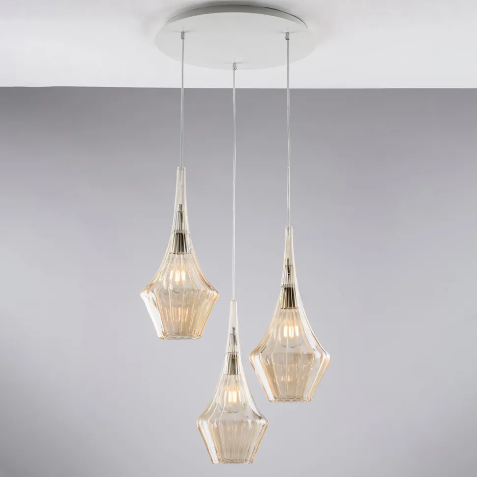 Sospensione in Ferro con Vetri Pyrex Made in Italy - Olimpo