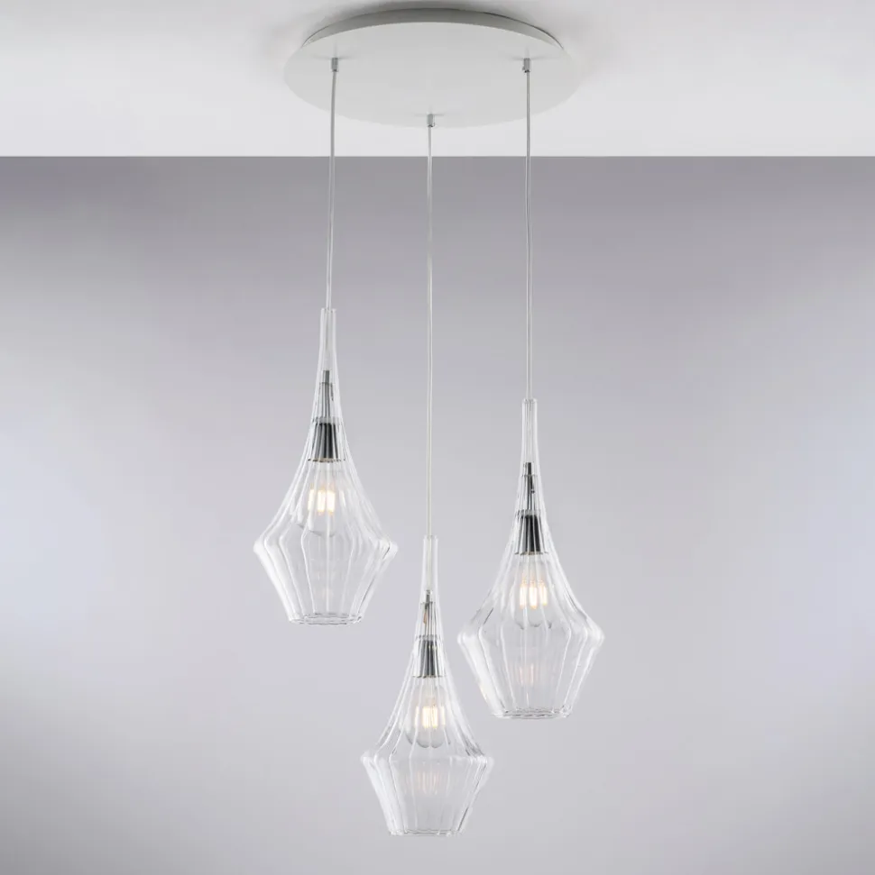 Sospensione in Ferro con Vetri Pyrex Made in Italy - Olimpo