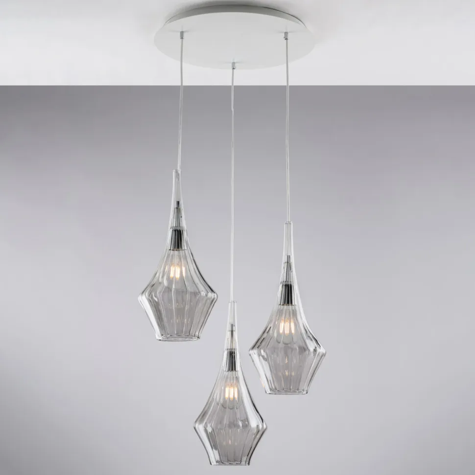 Sospensione in Ferro con Vetri Pyrex Made in Italy - Olimpo