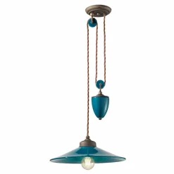 Sospensione saliscendi in ceramica e ottone anticato Britney Ferroluce
