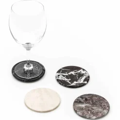 Sottobicchieri moderni in Marmo Colorato Made in Italy, 2 Pezzi - Nessa