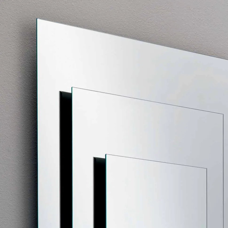Specchiera a Muro a Tre Strati e Struttura Nera Design Italiano - Plaudio