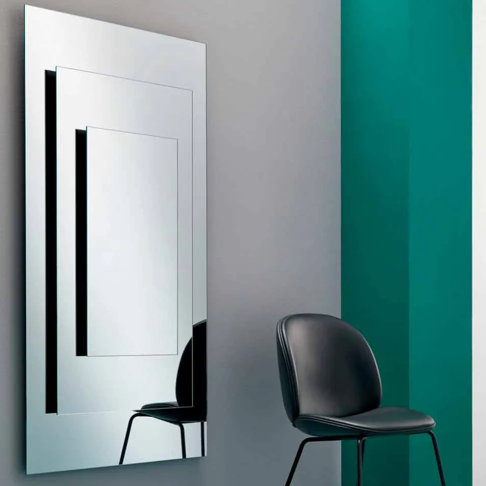 Specchiera a Muro a Tre Strati e Struttura Nera Design Italiano - Plaudio