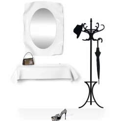 Specchiera a muro design moderno bianco latte Diva, made in Italy