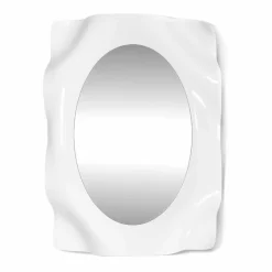 Specchiera a muro design moderno bianco latte Diva, made in Italy