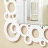 Specchiera a Muro Quadrata Bianca Design Moderno con Decori in Legno - Bubble
