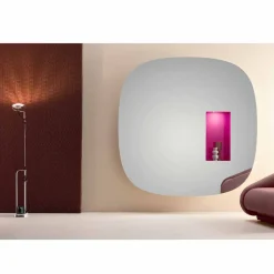 Specchiera a Parete con Luce Led e Vano Rosa Design Lusso Made in Italy - Matrix