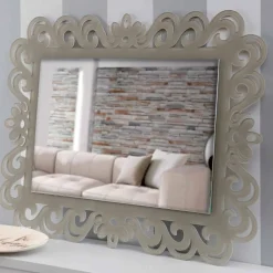 Specchiera a Parete Rettangolare di Design Moderno in Plexiglass Tortora - Selly