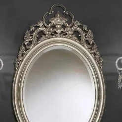 Specchiera da muro ovale argento,oro a mano prodotta in Italia Giorgio
