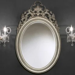 Specchiera da muro ovale argento,oro a mano prodotta in Italia Giorgio