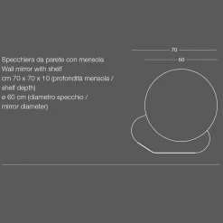 Specchiera da Parete con Mensola in Metallo in Vari Colori Made in Italy - Hera