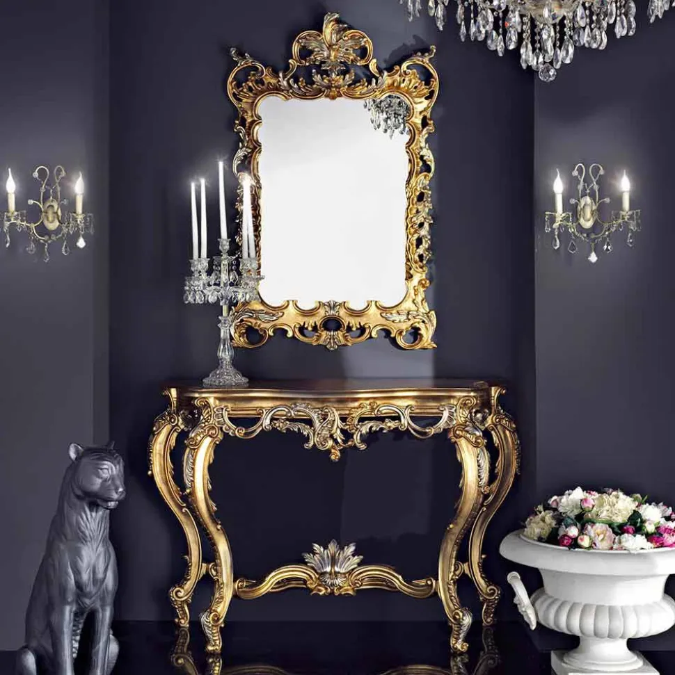 Specchiera da parete legno e consolle piano mdf made in Italy Andrea