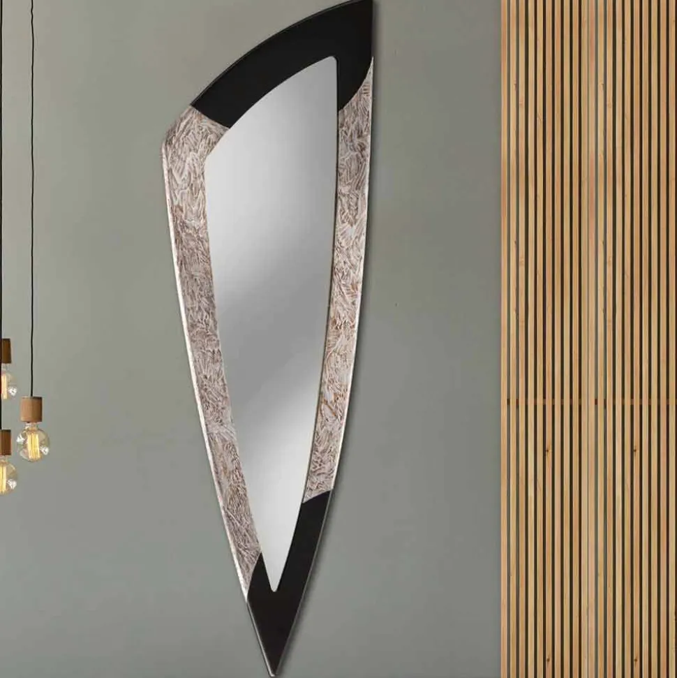 Specchiera da parete moderna in foglia argento fatta in Italia Urbino
