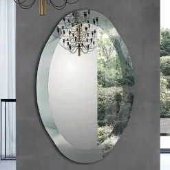 Specchiera da Parete Ovale in Cristallo Vetro Ondulato Made in Italy - Eclisse