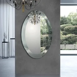 Specchiera da Parete Ovale in Cristallo Vetro Ondulato Made in Italy - Eclisse