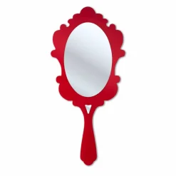 Specchiera da parete rossa con cornice decorata Neve made in Italia