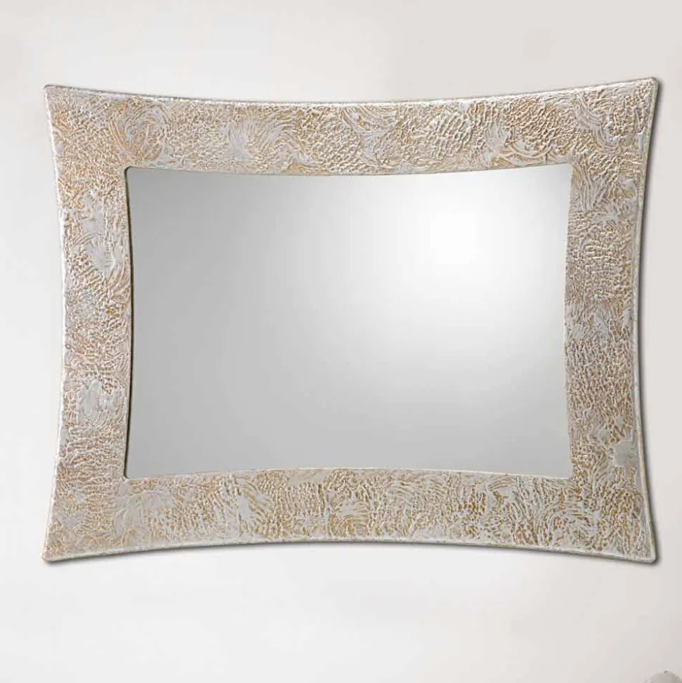 Specchiera di design da parete in resina e foglia argento Venezia