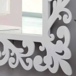 Specchiera Grande a Parete Design Rettangolare in Legno Bianco Moderno - Cortese