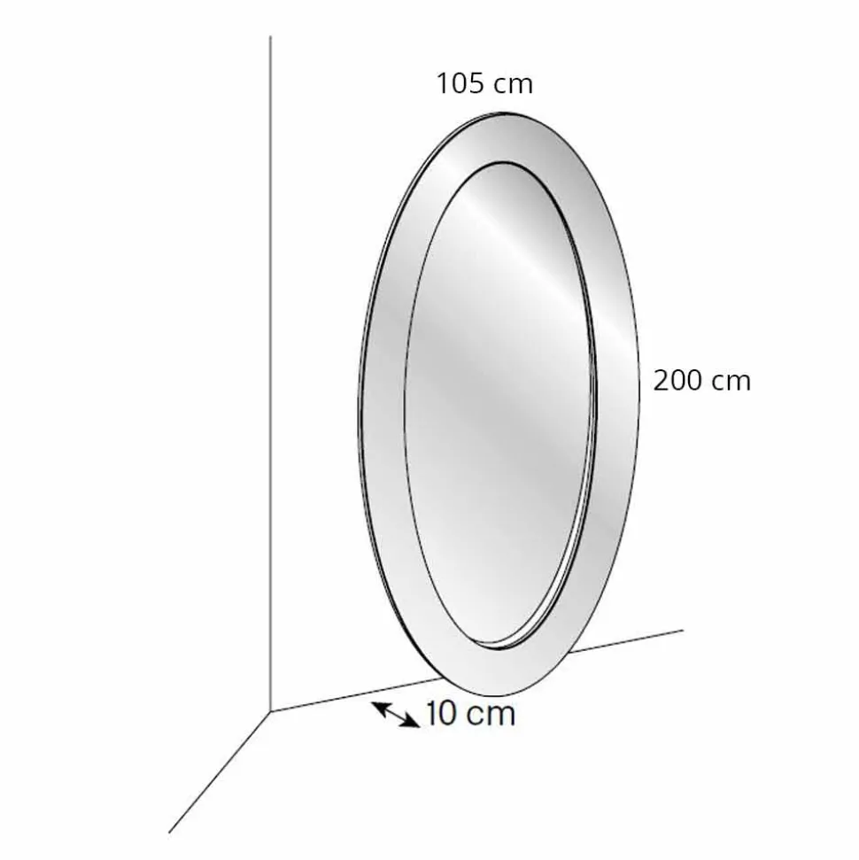 Specchiera Ovale da Terra Moderna con Cornice Inclinata Made in Italy – Salamina