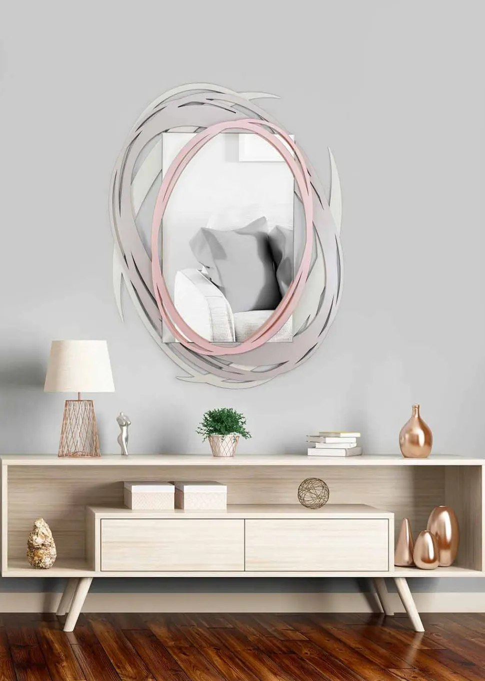 Specchio a Muro Moderno dal Design Decorativo in Legno Colorato - Orbita