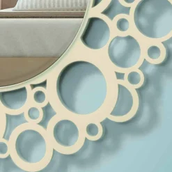 Specchio a Muro Rotondo in Legno Marrone di Design Moderno con Cornice - Bombo