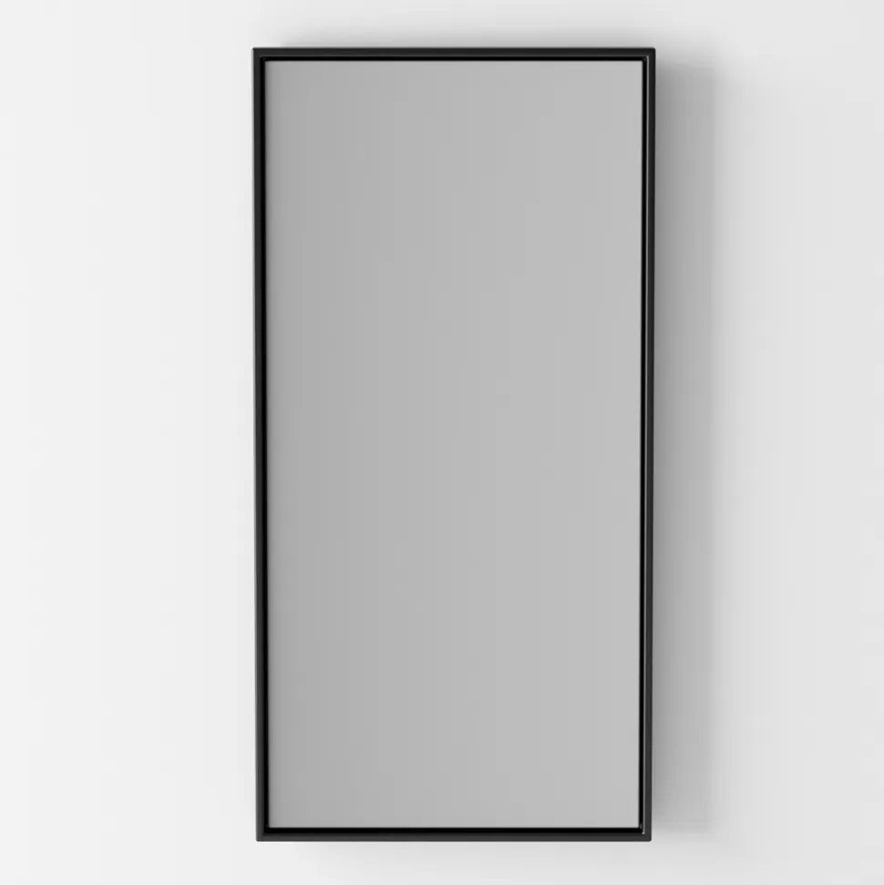 Specchio a Parete Rettangolare Retroilluminato con Cornice Nera Made in Italy - Riflessi
