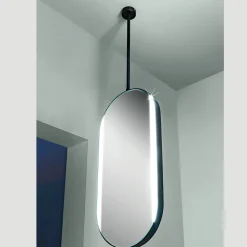 Specchio Appeso in Metallo con Luce Opzionale Made in Italy - Amadeus