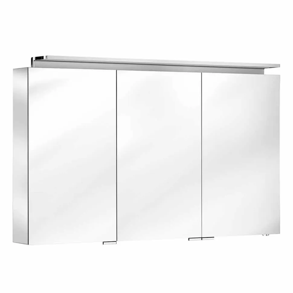 Specchio Bagno con Contenitore da Parete a 3 Ante con Ripiani Interni - Bramo