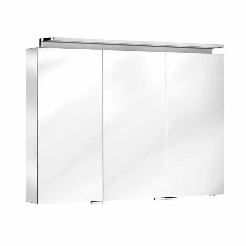 Specchio Bagno con Contenitore da Parete a 3 Ante con Ripiani Interni - Bramo