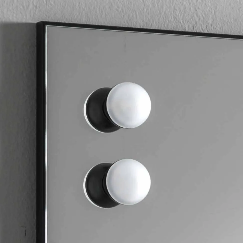 Specchio Bagno da Muro con 2 Lampadine e Telaio Nero Made in Italy - Frame