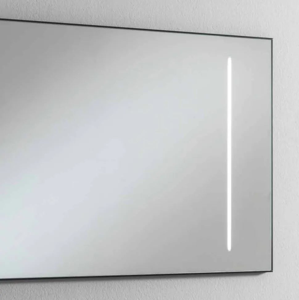 Specchio Bagno da Muro con 2 Lampadine e Telaio Nero Made in Italy - Frame