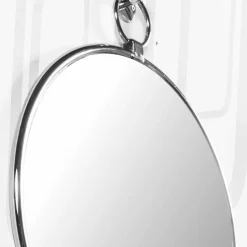 Specchio Bagno da Parete Tondo in Ottome Cromato con Retro Invecchiato - Giugno