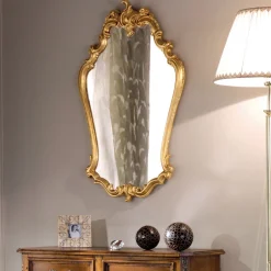 Specchio Barocco Sagomato con Cornice Foglia Oro Made in Italy - Prezioso