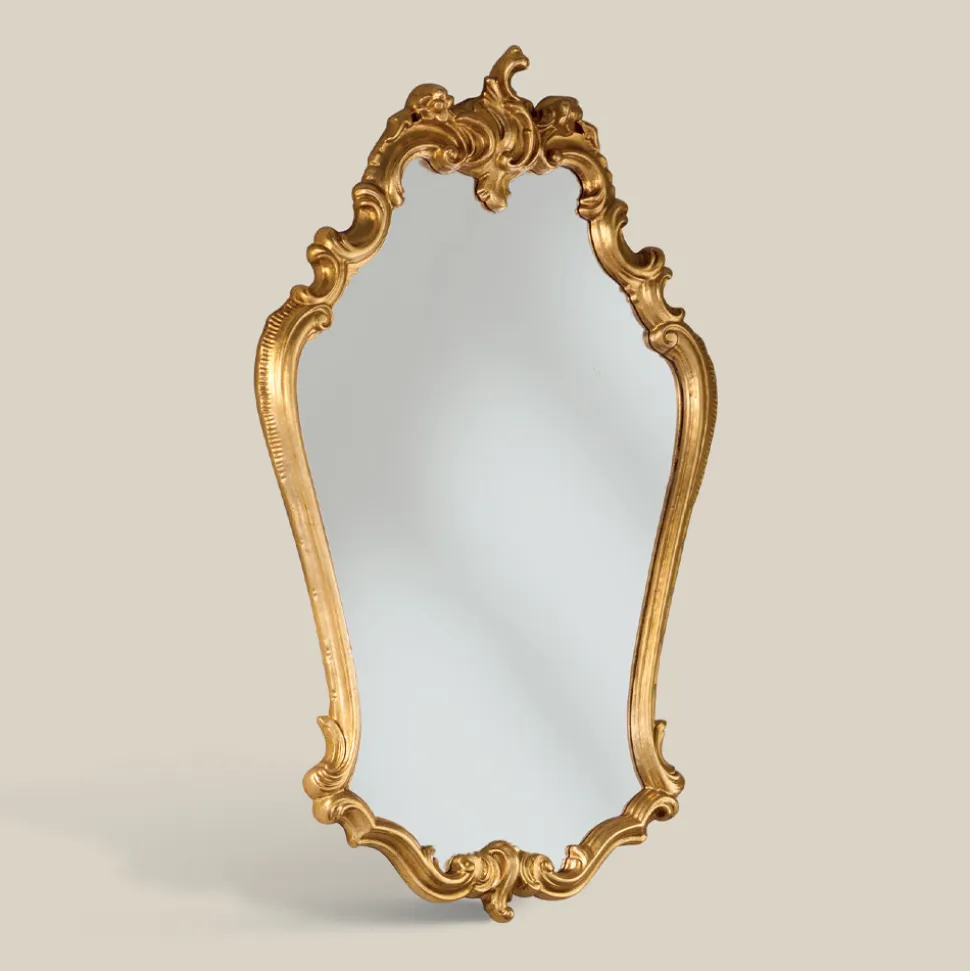 Specchio Barocco Sagomato con Cornice Foglia Oro Made in Italy - Prezioso
