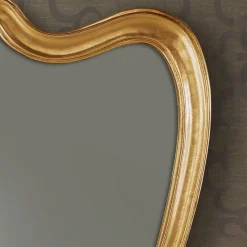 Specchio Classico Cornice Sagomata Legno Foglia Oro Made in Italy - Jenny