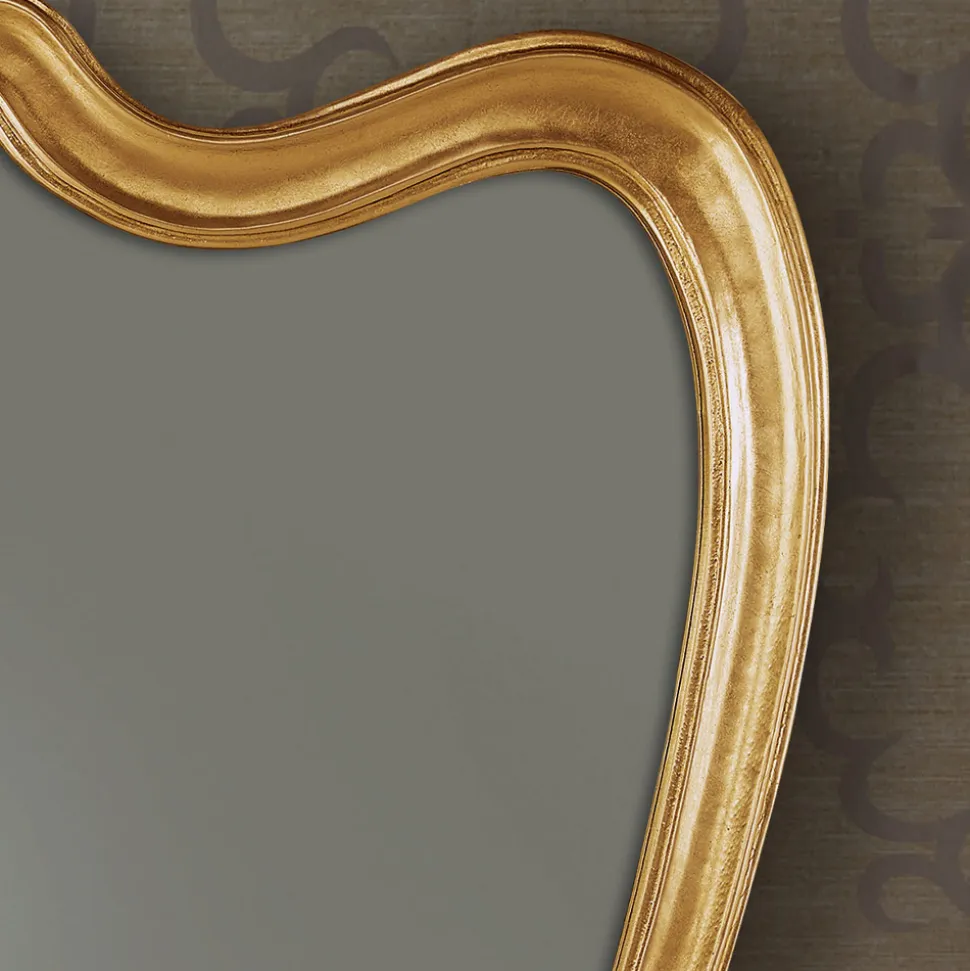 Specchio Classico Cornice Sagomata Legno Foglia Oro Made in Italy - Jenny