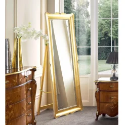 Specchio Classico da Terra in Legno Foglia Oro Made in Italy - Florence