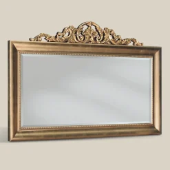 Specchio Classico in Legno Foglia Oro Rettangolare Made in Italy - Ibiscos