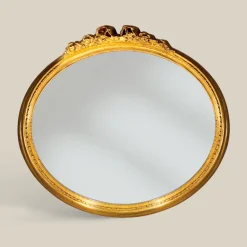 Specchio Classico Ovale con Cornice Foglia Oro Made in Italy - Prezioso