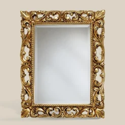 Specchio Classico Rettangolare Cornice Foglia Oro Made in Italy - Prezioso