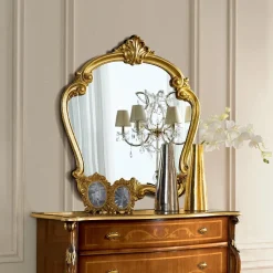 Specchio Classico Sagomato con Cornice Foglia Oro Made in Italy - Madalina